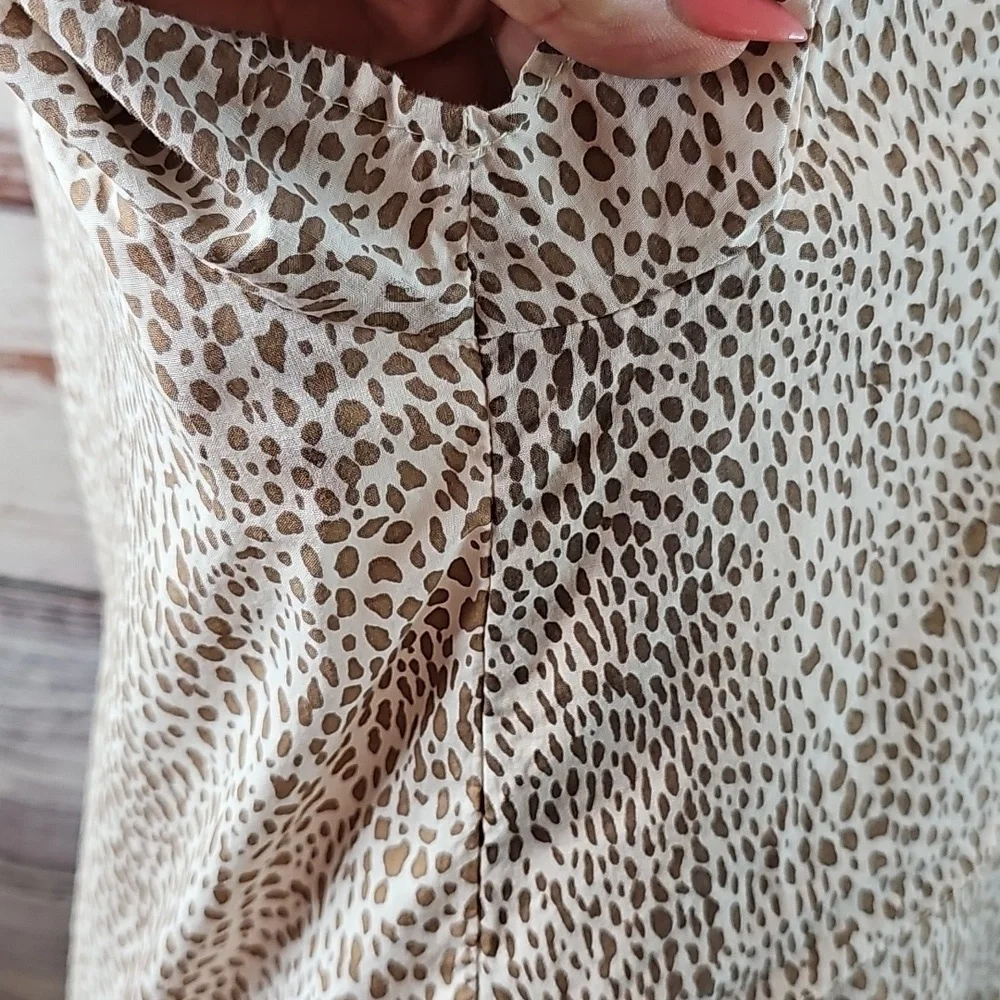 H&M LEOPARD PRINT SHORT SLEEVE TIERED PULLOVER TOP BLOUSE - Picture 5 of 13